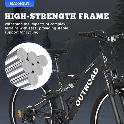 26 inch Mountain Bike Dual Full Suspension, Outdoor Hybrid Bikes,7-Speed/High-Carbon Steel, for Men Women Adult, MTB Bicycle with Suspension Fork,Sleek Colors