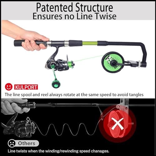 Kulport Fishing Line Spooler, Adjustable line Winder,No Line Twist, Portable for Casting & Spinning and Trolling Reel