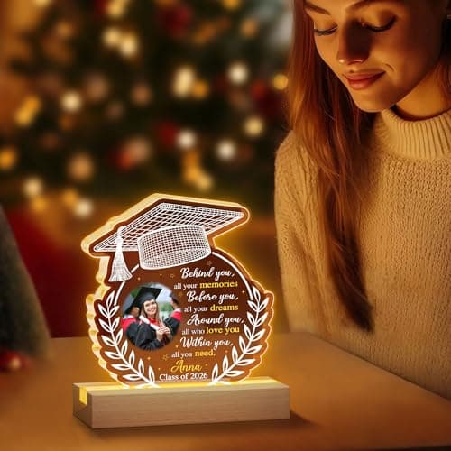 Hyturtle Personalized Graduation Night Light - Custom Photo Light Up Acrylic Plaque Lamp for Women - Inspirational Senior 2026 Graduation Gifts Her Him - College Grad Gifts - Graduation Gifts B0F291WN3G