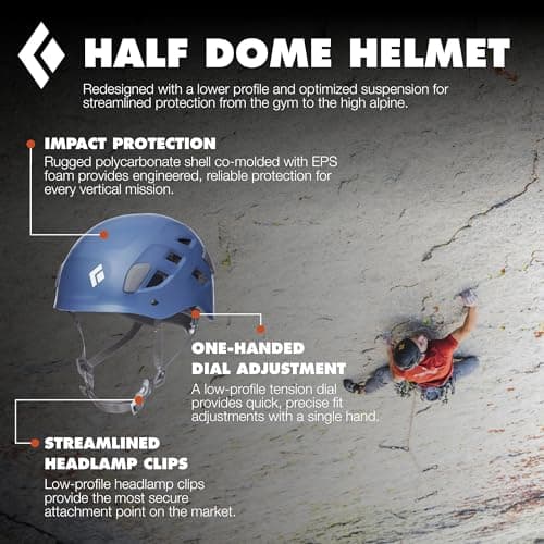 BLACK DIAMOND Half Dome Rock Climbing Safety Helmet | Adjustable Fit | Lightweight & Durable | Ventilated Protection
