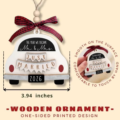 Bridal Shower Gifts for Married Newlywed, Couple - Future Mr and Mrs Gifts - Wood Just Married Ornament 2026 Wedding Gifts - Mr and Mrs Gifts - Wedding Gift for Couples 2026, Bride B0FVM3BS22