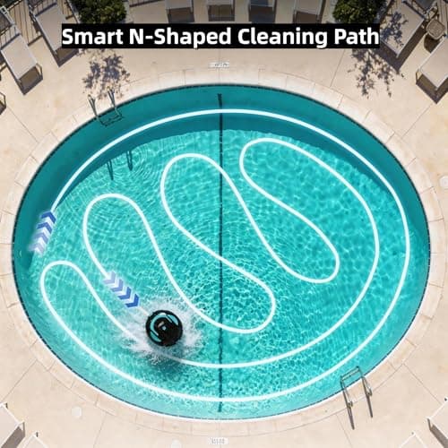 Robotic Pool Cleaner, Cordless Pool Vacuum Robot,Dual Motors & Filters, Smart Self-Parking,IPX8 Waterproof,Powerful Suction, Inground/Over-Ground Pool Skimmer (Button Operation-update4)