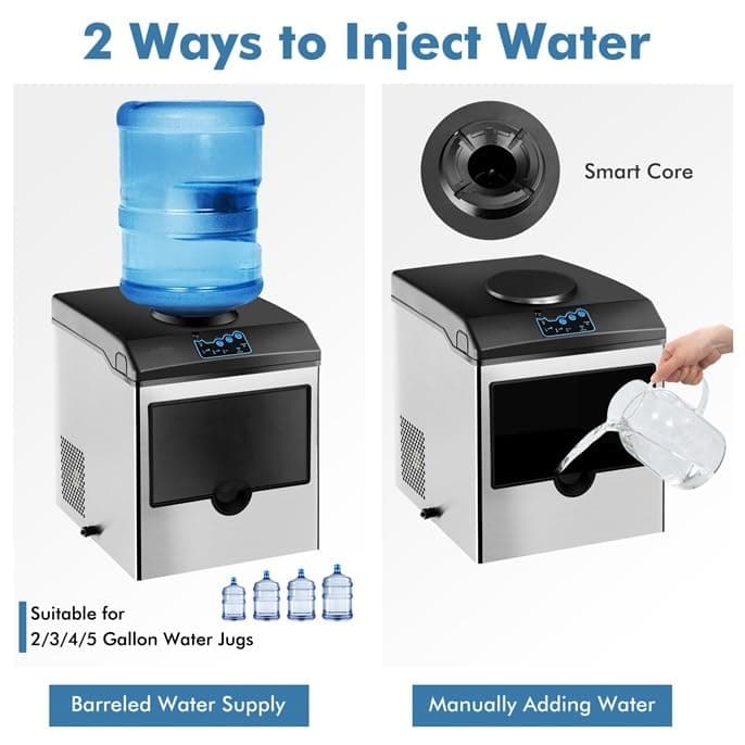 ARLIME Ice Maker with Water Dispenser, 2 in 1 Countertop Ice Maker with 5 lbs Storage Basket, 2 Ways to Add Water, 48 Pounds in 24 Hours, Water Cooler for 5 Gallon Bottle, Perfect for Home Office