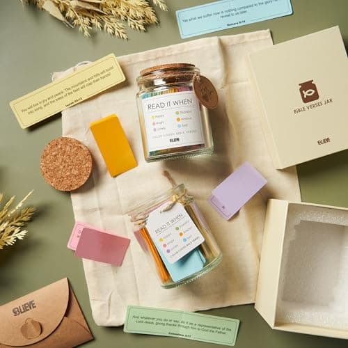 BLIEVE- Bible Verse Jar, Read Me When Bible Verses Jar For Daily Encouragement, Inspirational Prayer & Reflection, Christian Gifts For Women and Men, Religious Graduation Gifts For Her, Gift For Mom