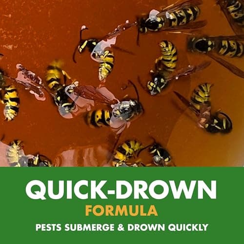 Spectracide Wasp, Hornet & Yellowjacket Trap, Hanging Wasp & Hornet Trap with a Quick-Drown Formula That Submerges & Kills Insects, 1 Count