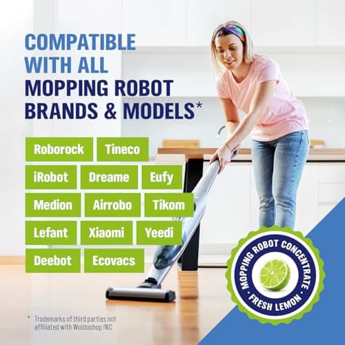 WoldoClean Robot Mop Floor Cleaner Concentrate - safe for Sealed Hardwood, Laminate & LVP Vinyl, 25oz for 75-150 uses