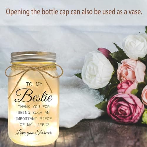 Bestie Gifts for Women Friendship - Mason Jar Night Lights for Friend, Gifts for Friends Female, BFF Soul Sister Work Bestie Gifts for Women, Birthday Thankgiving Christmas Gifts
