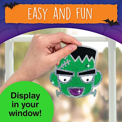 Creativity for Kids Halloween Window Art Kit | Create 7 Spooky Suncatchers with Paint, Rhinestones & Wiggly Eyes | DIY Craft Kit for Kids | Fun for Parties, Gifts & Seasonal Décor (Ages 6+)