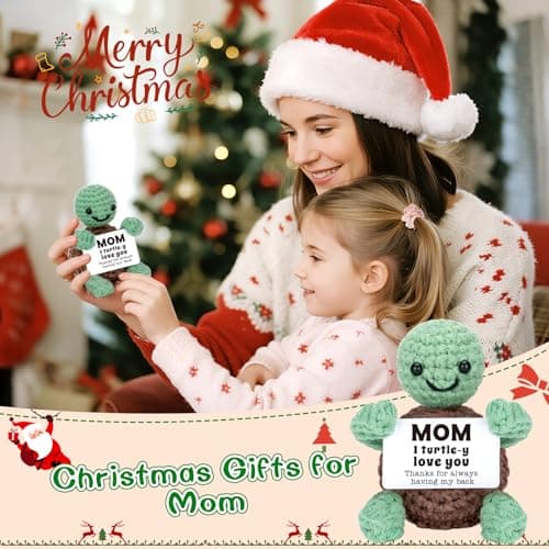 Christmas Birthday Gifts for Mom from Daughter Son, Mini Turtle Gifts for New Bonus Step Mom Mama Mother in Law, I Love You Cute Stuff Things Stocking Stuffers for Moms, Handmade Crochet Turtle Decor B0DF7K23VG