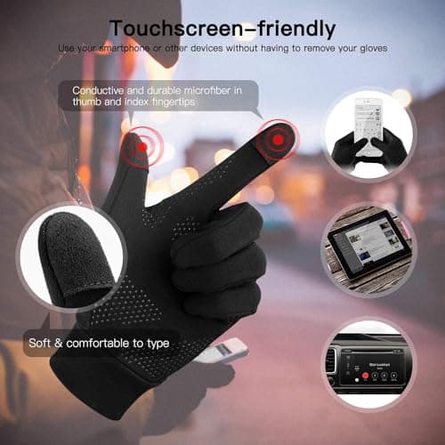 Unigear Lightweight Running Gloves, Touch Screen Anti-Slip Warm Gloves Liners for Cycling Biking Sporting Driving for Men Women