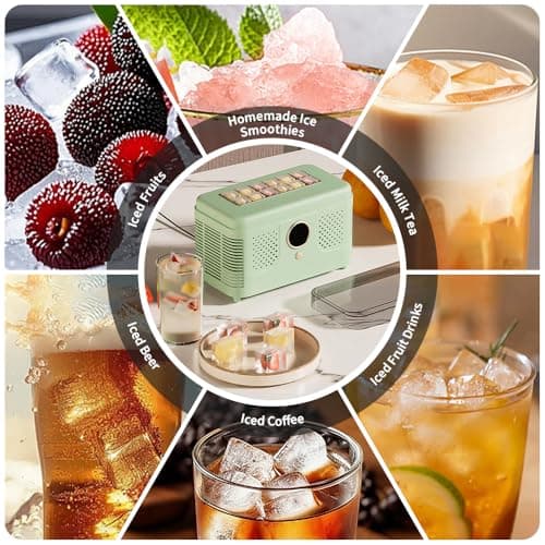 Portable Ice Maker, Fast Ice Making, Quiet, Energy-Efficient, with Ice-Cubes Detachment Rack and Removable Top Cover, Ice Makers Countertop for Home, Office, Parties, Camping, Travel