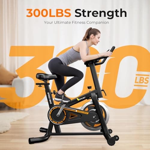 OWLSKY Exercise Bike with APP, Stationary Bike for Home, 300 lbs Capacity Quiet Indoor Cycling Bike Gym Cardio Workout, Adjustable Seat & Tablet Holder