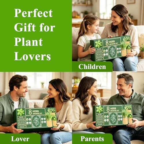 Indoor Herb Garden Kit, Culinary Herb Starter Kit with Seeds & Tools for Beginners, Kitchen Decor, House Warming Gifts for New Home, for Christmas, Ultimate Birthday Gifts for Women Men Mom Dad B0GR93MPX1