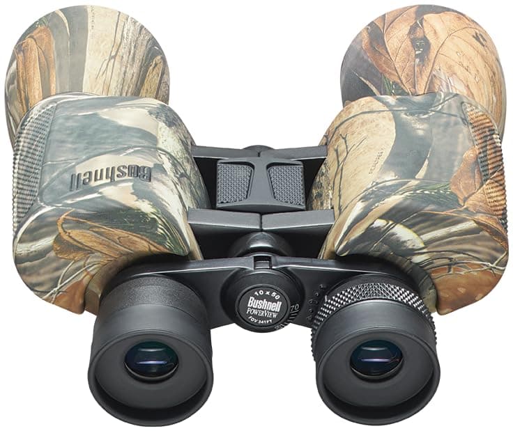 Bushnell PowerView 10x50mm Porro Prism Instafocus Binoculars – Realtree AP Camo, Ideal for Hunting, Birding, Hiking & Outdoor Adventures