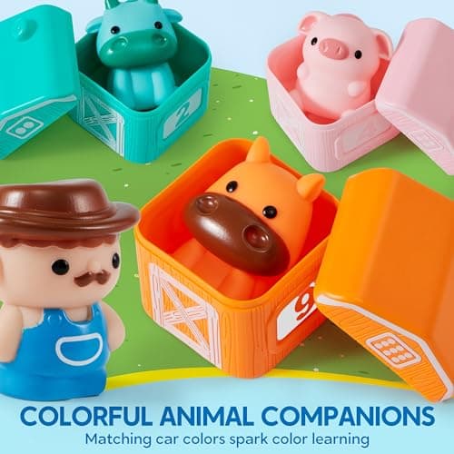 Play-Act Learning Toys for 1 2 3 Years Old, Counting, Matching & Sorting Montessori Learning Farm Train Including 9 Farm Animals, Birthday Gift for Baby Boys Girls B0CYT85XT6