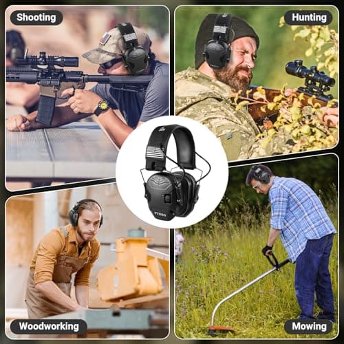 PYBBO Shooting Ear Protection with Gel Ear Pads, NRR 23dB Active Noise Reduction & 3X Sound Amplification Gun Range Earmuffs