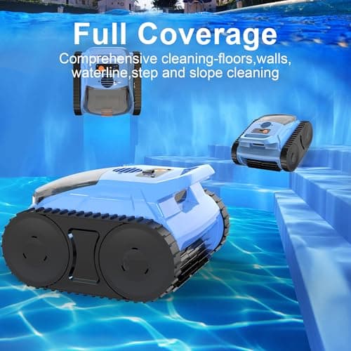 (2025 Upgrade) Pool Vacuum for Inground Pools, Robotic Pool Cleaner, Wall Climbing Pool Cleaner, Cleans Pool Floors, Drain & Walls & Waterline, Cleaning Up to 2100 Sq.ft, 180 Min