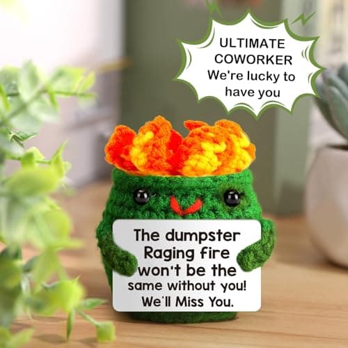 Positive Crochet Dumpster Emotional Fire Christmas Stocking Stuffers Thank You Birthday Retirement for Women Men Chaos Coordinator Office Funny Gag Boss Lady Gifts Going Away Farewell for Coworkers