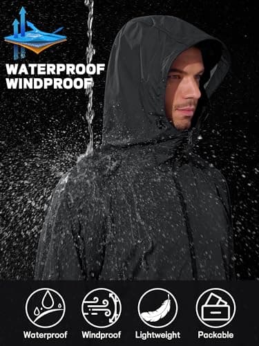 UIQUR Men's Rain Jacket Windbreaker Waterproof Jacket Raincoat Cycling Running Hiking Gear Hood Lightweight Packable