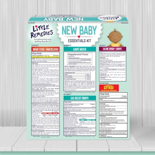 Little Remedies New Baby Essentials Kit with Saline Nasal Spray, Diaper Rash Cream, Gas Relief Drops, Gripe Water & More, Safe for Newborns, Multi-Color B075G6XMSF