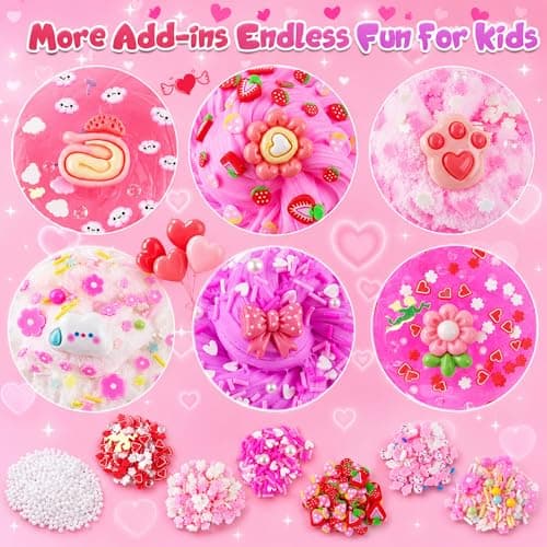 Party favor, goodie bag stuffer, Easter basket filler and sensory toy for kids ages 4-10 6-Pack Pink Slime Kit for Girls, Cloud Butter Squishy Birthday Gift Set B0CYT6D2ZS