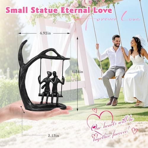Anniversary Wedding Gifts for Couple/Her - Romantic Couple Statue in Love, Black Metal Figurine Sweet Loving Together Iron Sculpture Decor, Gifts for Wife Husband Birthday
