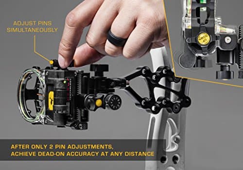 Trophy Ridge React Pro 5 Pin Bow Sight - Lighter, Stronger, More Reliable - Tool Less Windage and Elevation Adustability, 2nd/3rd Axis Leveling, Adjustable Click Light, Glow Ring