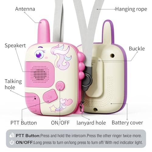 Walkie Talkies Toys for Girls:Unicorn Toys 2 Pack Birthday Gifts for 3 4 5-7 8 Year Old Girls Toy for 4 5 6 7 8-10 Year Old Camping Outdoor Game,Christmas Stocking Stuffers for Girls Kids B0D8QG23HQ