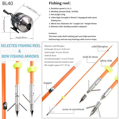 Archery Bowfishing Compound Bow Kit, 0-70lbs Adjustable,Ready to Fish Kit with Bowfishing Reel,Bow Fishing Arrows,Right-Handed for Adult/Youth Fishing Hunting Target Shooting