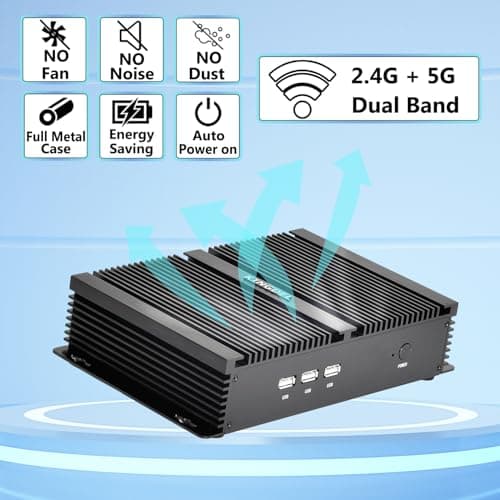 KINGDEL Fanless Industrial Computer, Mini PC, core i7 8th Gen. CPU, 16GB RAM 512GB NVMe SSD, 4K: 4096x2304, HD Port, VGA, 4xUSB 3.0, 2xCOM RS232, WiFi+Bluetooth, Metal Case