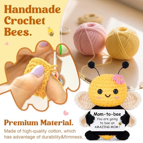 Mom to Be Gifts, Pregnancy Gifts for Expecting Mom, First Time Moms, Wife, Friend, Sister, Mommy to Be Gift, Gift for Pregnant Women, Cute Handmade Crochet Bee Support Present B0F99T7Q2R
