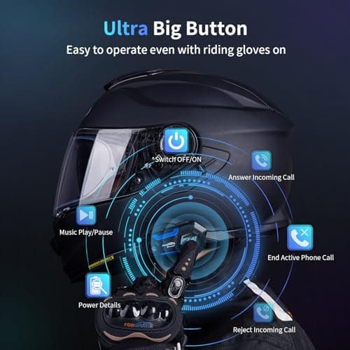 Fodsports FX4 Pro Motorcycle Bluetooth Headset, 4 Riders Group Motorcycle Intercom, 1200m Helmet Communication System with Hi-Fi Music/FM/Auto Call/Voice Control, Universal Pairing(Blue FX4 Dual)
