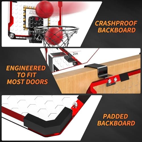 TEMI Indoor Basketball Hoop for Kids, Door Room Basketball Hoop,Mini Basketball Hoop with 4 Balls, Basketball Toys for 3 4 5 6 7 8 9 10 11 12 Year Old Boys
