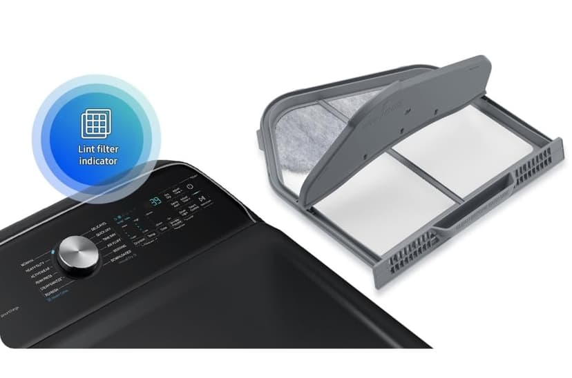 Samsung Smart 4.7 Cu Ft Top Load Washer & 7.4 Cu Ft Electric Dryer, Sensor Stops Overdrying, Low Vibration Quiet Wash, WaterJet w/Power Cords, Hoses, Vent Duct, 1 Year CPS Protection Bundle (Black)