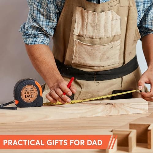 Gifts for Dad Birthday Christmas Dad Gifts from Daughter Son, Xmas New Dad Daddy Father Presents Useful Stuff, Best Dad Ever Gift, Father in Law Gift, Genuine Leather Engraved 25 FT Tape Measure Tools