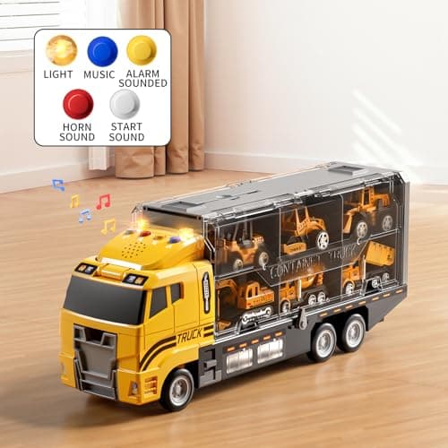 NIPLOOOW Kids Boys Construction Truck Vehicle Toy Set with Play Mat and Die-Cast Toy Car, Transport Carrier Truck for Kids 3-5, Birthday Gifts Toys for 3-8 Year Old Boys B0D7M51TRB