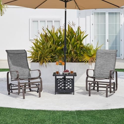 Yaheetech Outdoor Patio Glider, Rocking Lounge Chair with Sling Fabric and Steel Construction for Porch Patio Balcony Set of 2