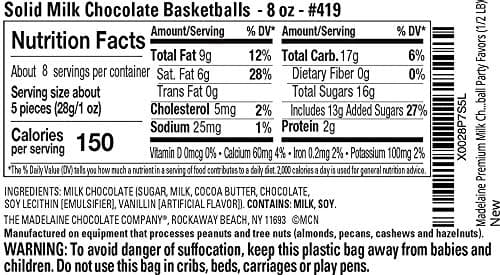 Madelaine Basketball Party Favors - 40 Individually Wrapped Milk Chocolate Basketball Candy - Basketball Team Gifts & Decorations (1/2 LB)
