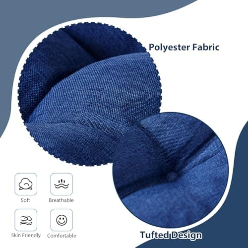 IASEAHK Chair Cushions for Dining Chairs, Seat Cushions for Kitchen Chairs, Indoor Seat Cushions with Ties, Tufted Foam Chair Pads, Non Slip Chair Cushions Set of 4, 15.5" x 15.5" x 4", Navy Blue