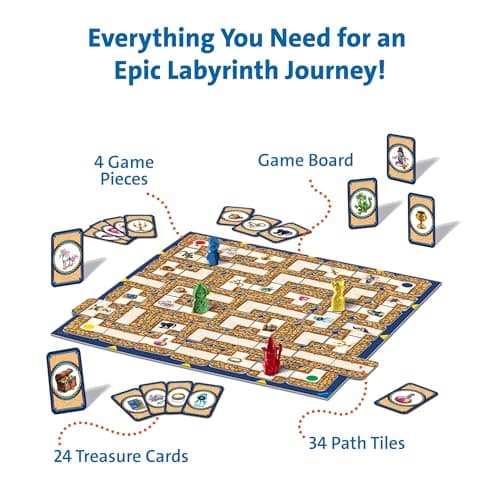 Ravensburger Labyrinth Board Game - A Strategic Maze Challenge for Family Nights - Find Treasures & Block Opponents - MESH Accredited - Great Birthday Gift - 2-4 Players - Kids Ages 7-10 and Older