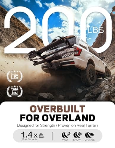 E-Bike Rack with Ramp, Hitch 2 Bike Rack, 200 lbs Capacity Electric Bike Carrier, Foldable Platform Mount for Cars, Trucks, SUVs, Minivans, Up to 5-Inch Fat Tire for 2'' Receiver