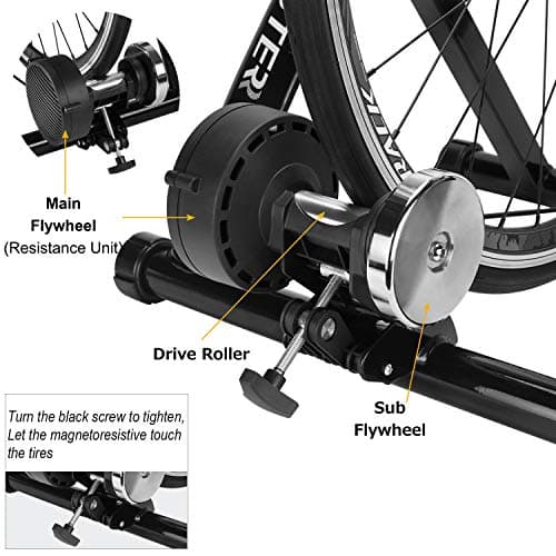 Bike Trainer, Magnetic Bicycle Stationary Stand for Indoor Exercise Riding, 26-29" & 700C Wheels, Quick Release Skewer & Front Wheel Riser Block Included