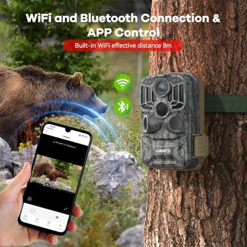 DEATTI Trail Camera 48MP 4K Game Camera with 8 Batteries 32GB SD Card,WiFi Bluetooth Connection,Trail Cameras with Night Vision Motion Activated Waterproof for Wildlife Deer Outdoor 0.1s Trigger Time