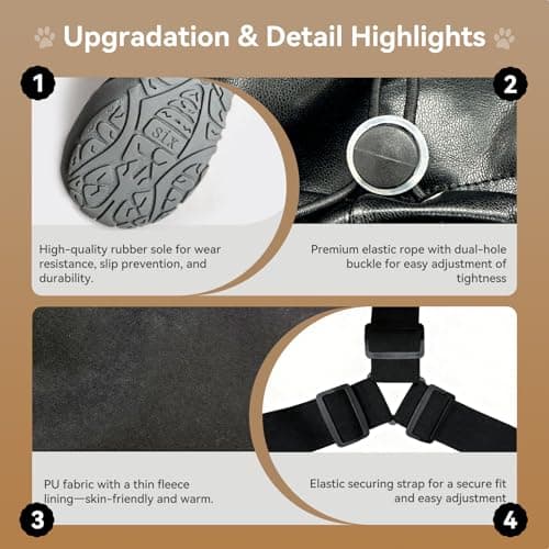 YAQUHO Upgraded Dog Suspender Boots, Suspender Boots for Large Dogs, Waterproof Dog Rain Boot, Anti-Slip Winter Snow Dog Shoes Leggings, Adjustable Paws Protector for Outdoor Dogs Walking Hiking (L)