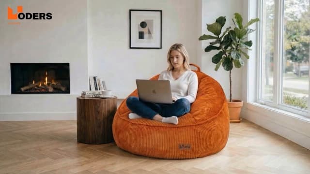 Bean Bag Chair, Cozy Fluffy Beanbag Chairs with Filler for Teens and Kids, Floor Lazy Sofa for Living Room Gaming & Reading (M-Charcoal)