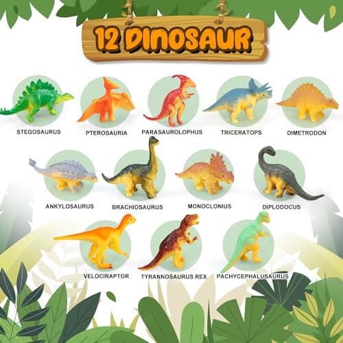 Dinosaur Toys,Dinosaur Sound Book with Pack of 12 Toy Figures,Realistic Roars,Interactive Perfect for Kids Dinosaurs Educational Toys for 3 4 5 6Year Old Boys&Girls