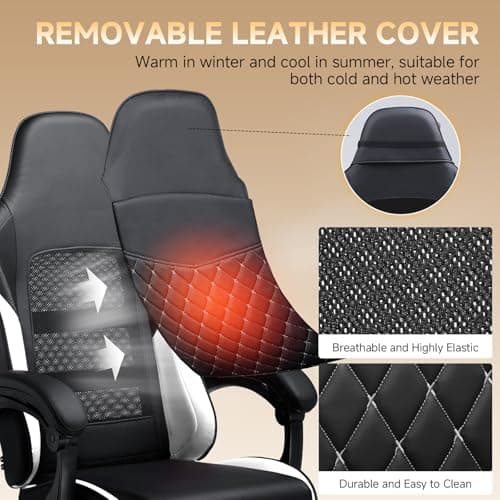 GTPLAYER Gaming Chair, High Back Leather Computer Gaming Chair with Footrest, Ergonomic Height Adjustable Office Chair with Removable Cover and Lumbar Support for Gaming and Work (WT)