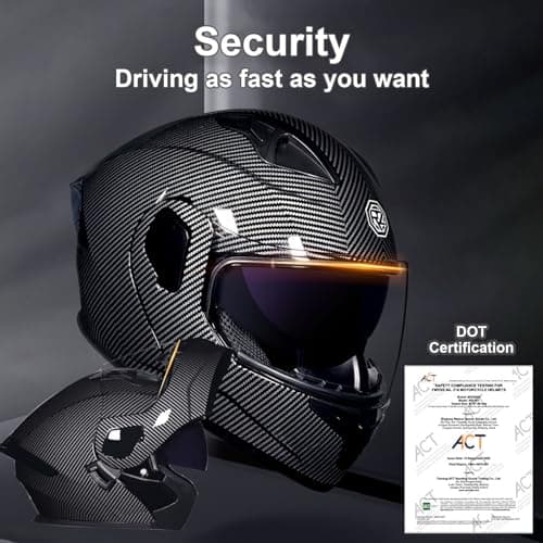 Motorcycle Bluetooth Modular Helmet DOT Approved Dual Visor Full Face Flip up Integrated Motorcycle Helmets Double Visor Helmet Built-in Dual Speaker Microphone Waterproof Adults Men Women M-XXL