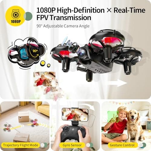 Holy Stone Mini FPV Drone with 1080P HD Camera for Kids & Beginners, RC Nano Quadcopter with Optical Flow Hover, Gesture Control, 3D Flips, 3 Batteries, Great Gift Toy for Boys and Girls, HS210Pro Red