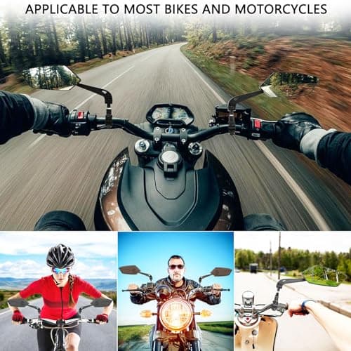 2 Pack Bike Mirrors, eBike Mirrors for Handlebars, 360° Adjustable Safety Bicycle Rear View Mirrors, Scratch Resistant Glass Lens, Bicycle Universal Fit Accessories